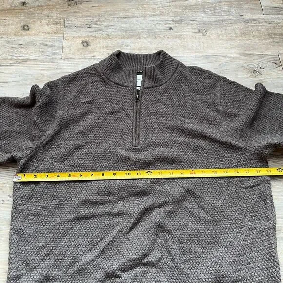 Billy Reid Merino Wool Mock Sweater $298 Gray Brown Quarter Zip XL Knit Pullover